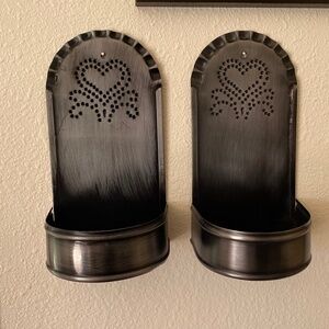 Tin wall sconces, set of 2